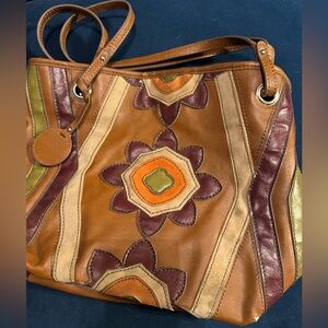 Relic Brown and Orange Floral Shoulder Bag